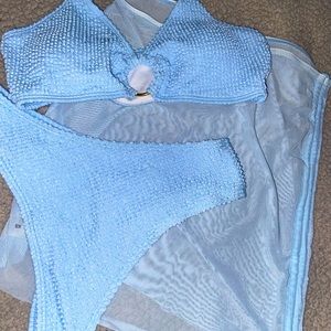 Baby Blue 3 piece bathing suit set